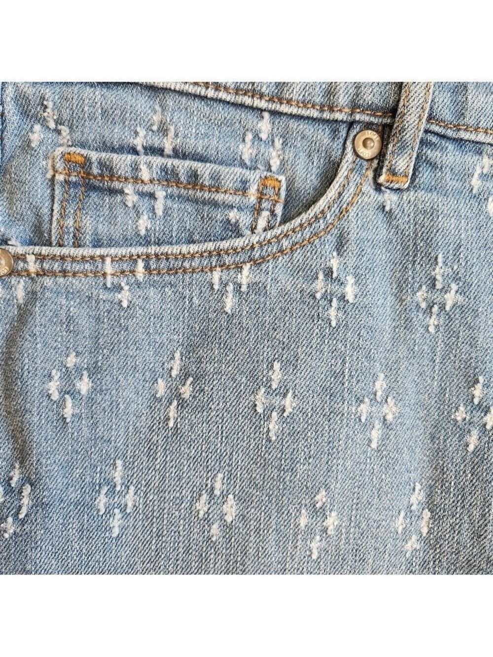 LOFT CUT OFF MID RISE DENIM SHORTS BOTANIC BLUE WASH SIZE 27 NWOT - Picture 7 of 8